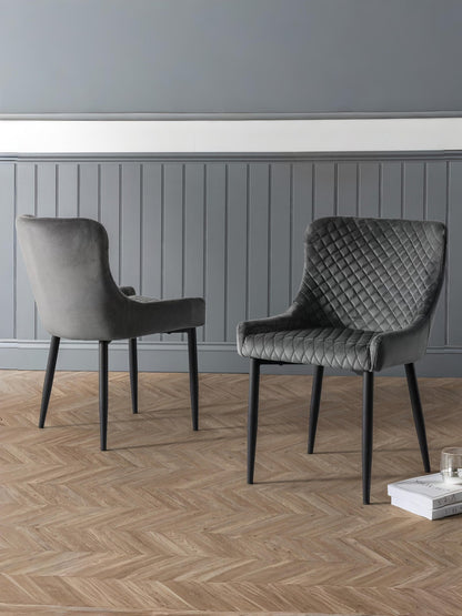Luxe Velvet Dining Chairs - Grey (Set Of 2)