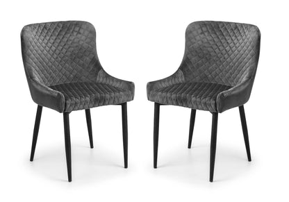 Luxe Velvet Dining Chairs - Grey (Set Of 2)
