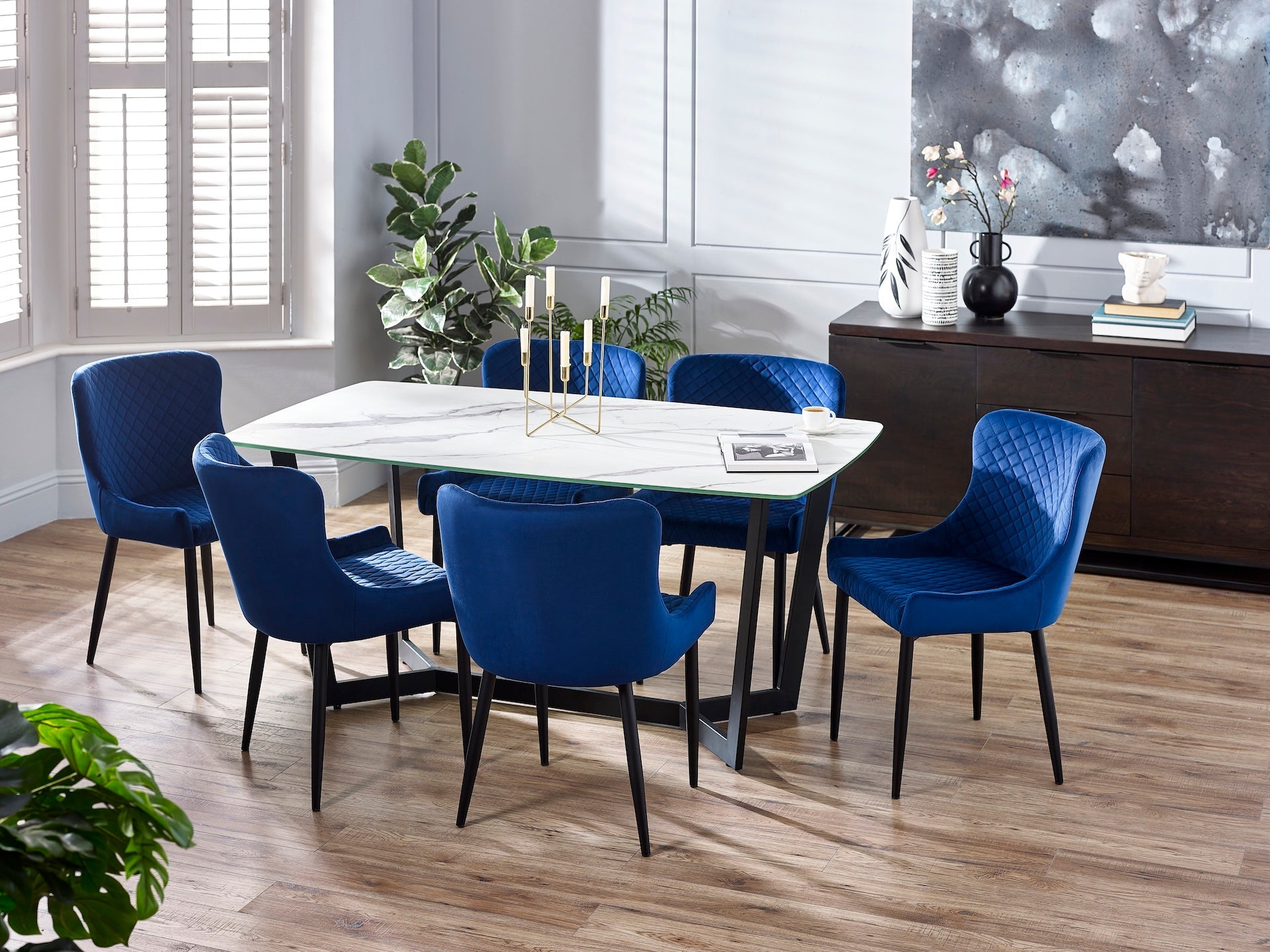 Luxe Velvet Dining Chairs - Blue (Set Of 2)