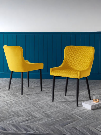 Luxe Velvet Dining Chairs - Mustard (Set Of 2)