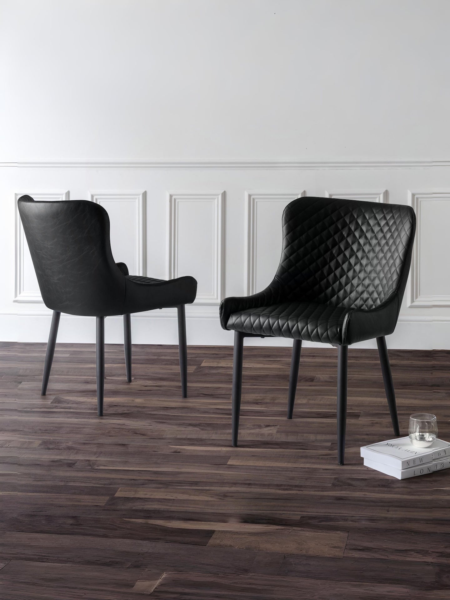Luxe Faux Leather Dining Chairs Black (Set Of 2)