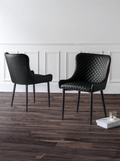 Luxe Faux Leather Dining Chairs Black (Set Of 2)