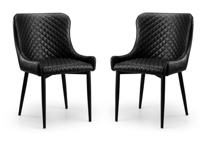 Luxe Faux Leather Dining Chairs Black (Set Of 2)