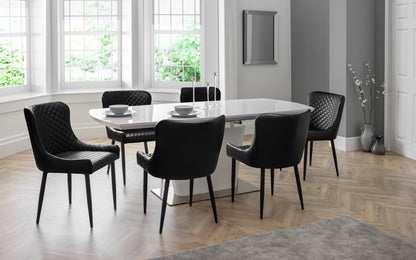 Luxe Faux Leather Dining Chairs Black (Set Of 2)