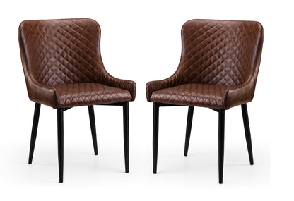 Luxe Faux Leather Dining Chairs Brown (Set Of 2)