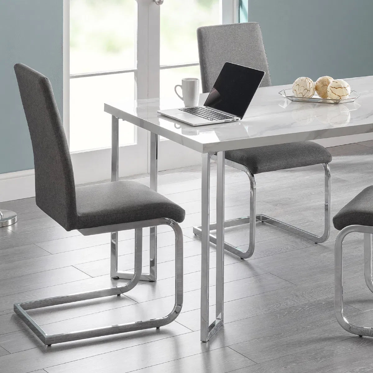 Roma Cantilever Dining Chairs Slate Grey (Set Of 2)