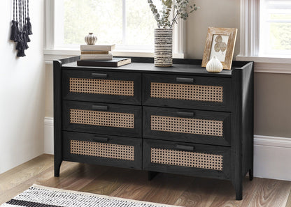 Sydney 6 Drawer Wide Chest - Black Ash