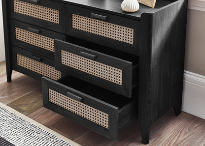 Sydney 6 Drawer Wide Chest - Black Ash