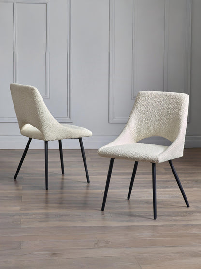 Iris Boucle Dining Chairs - Ivory (Set of 2)