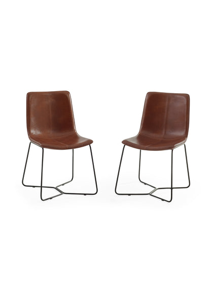 Joren Tan Brown PU Leather Dining Chairs (Set of 2)