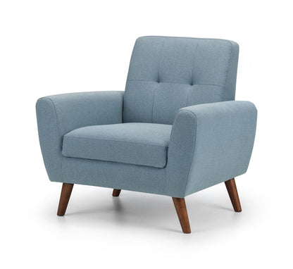 Julian Bowen Armchair Monza Compact Retro Chair - Blue Bed Kings