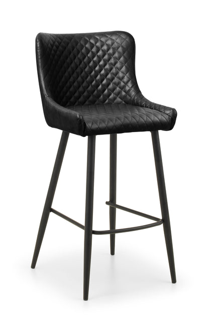 Julian Bowen Bar Stool Luxe Faux Leather Barstool - Black Bed Kings