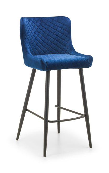 Julian Bowen Bar Stool Luxe Velvet Bar Stool - Blue Bed Kings