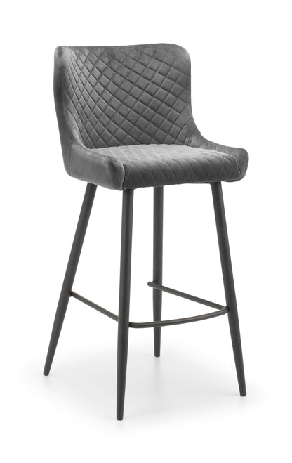 Julian Bowen Bar Stool Luxe Velvet Bar Stool - Grey Bed Kings
