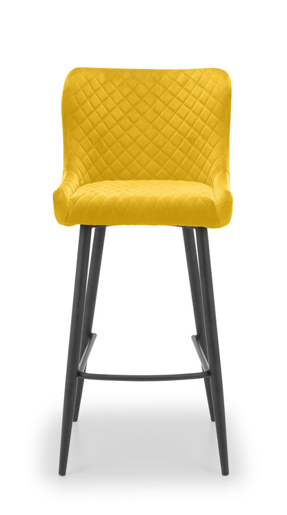Julian Bowen Bar Stool Luxe Velvet Bar Stool - Mustard Bed Kings