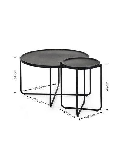 Sagrada Round Black Coffee and Lamp Table Set
