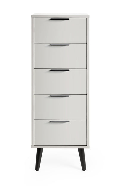 Julian Bowen Chest Of Drawers Alba 5 Drawer Narrow Chest - Silk Grey Bed Kings
