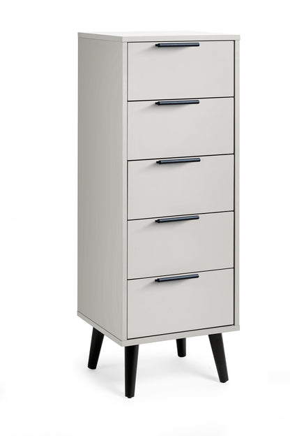 Julian Bowen Chest Of Drawers Alba 5 Drawer Narrow Chest - Silk Grey Bed Kings