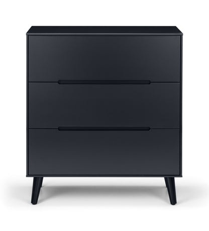 Julian Bowen Chest Of Drawers Alicia 3 Drawer Chest - Anthracite Bed Kings