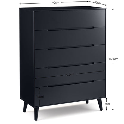 Julian Bowen Chest Of Drawers Alicia 5 Drawer Chest - Anthracite Bed Kings
