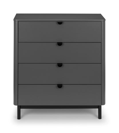 Julian Bowen Chest Of Drawers Chloe 4 Drawer Chest - Storm Grey/Black Bed Kings