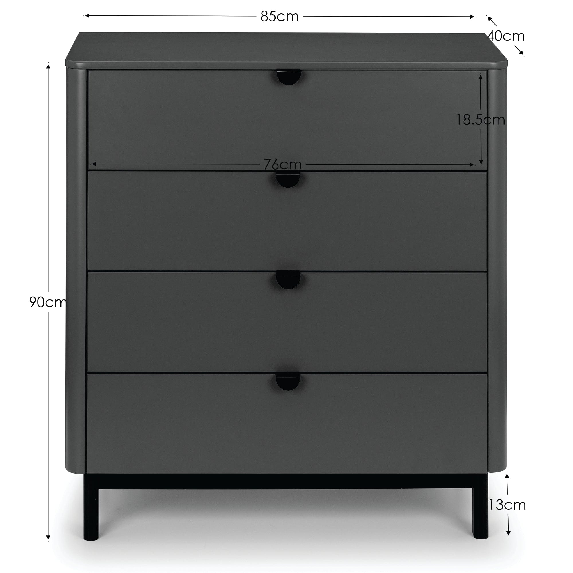 Julian Bowen Chest Of Drawers Chloe 4 Drawer Chest - Storm Grey/Black Bed Kings
