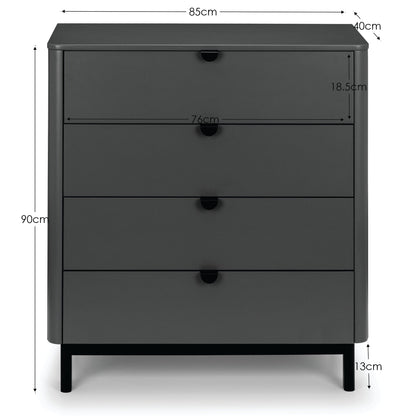 Julian Bowen Chest Of Drawers Chloe 4 Drawer Chest - Storm Grey/Black Bed Kings