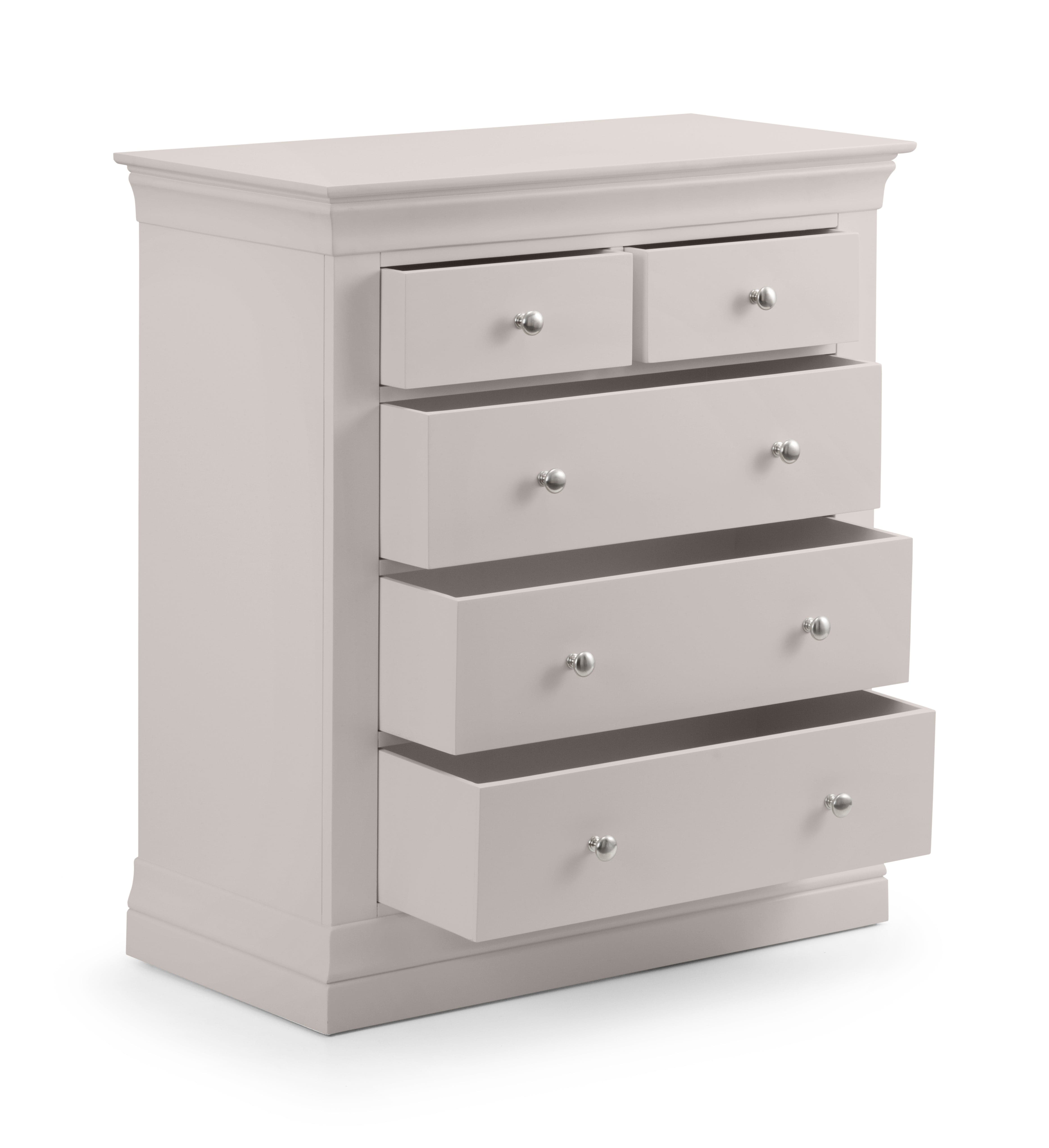 Julian Bowen Chest Of Drawers Clermont 3+2 Drawer Chest - Light Grey Bed Kings