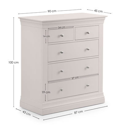 Julian Bowen Chest Of Drawers Clermont 3+2 Drawer Chest - Light Grey Bed Kings