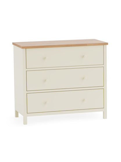 Julian Bowen Chest Of Drawers Coxmoor 3 Drawer Chest - Ivory and Oak Bed Kings