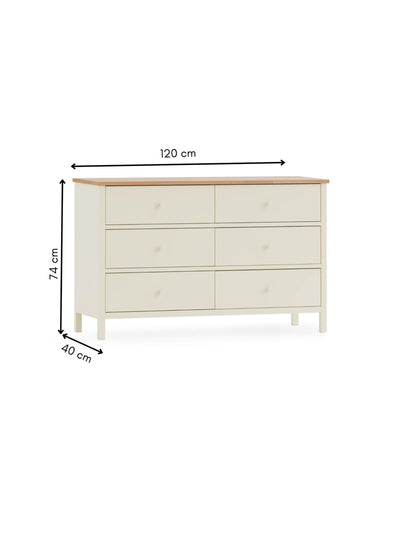Julian Bowen Chest Of Drawers Coxmoor 6 Drawer Chest - Ivory and Oak Bed Kings