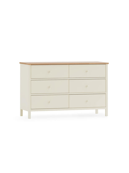 Julian Bowen Chest Of Drawers Coxmoor 6 Drawer Chest - Ivory and Oak Bed Kings