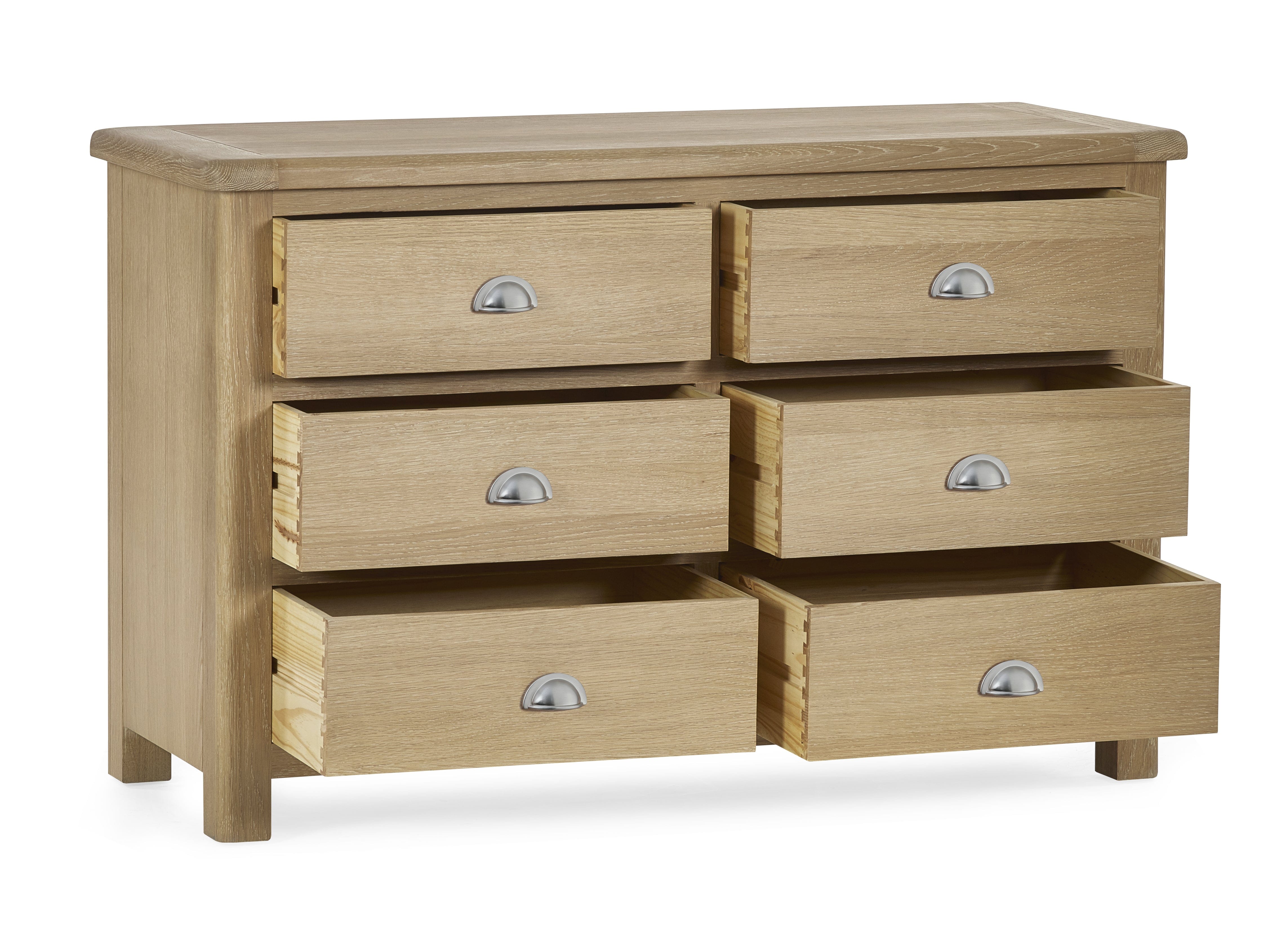 Julian Bowen Chest Of Drawers Memphis Limed Oak 6 Drawer Wide Chest Bed Kings