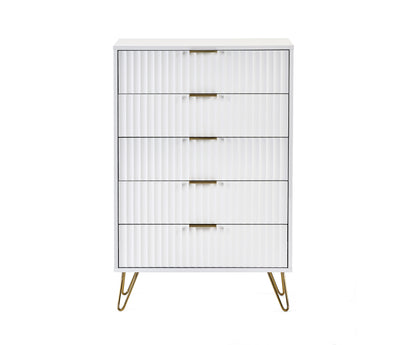 Julian Bowen Chest Of Drawers Murano 5 Drawer Chest - Matt White Bed Kings