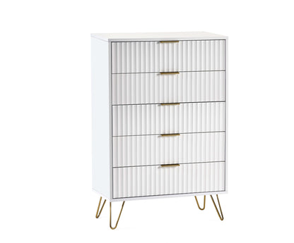 Julian Bowen Chest Of Drawers Murano 5 Drawer Chest - Matt White Bed Kings