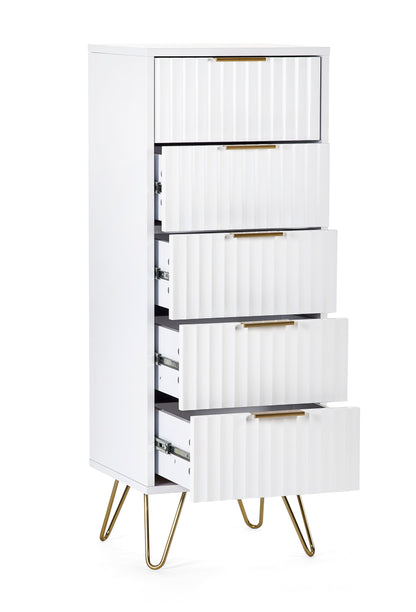 Julian Bowen Chest Of Drawers Murano 5 Drawer Tallboy - Matt White Bed Kings