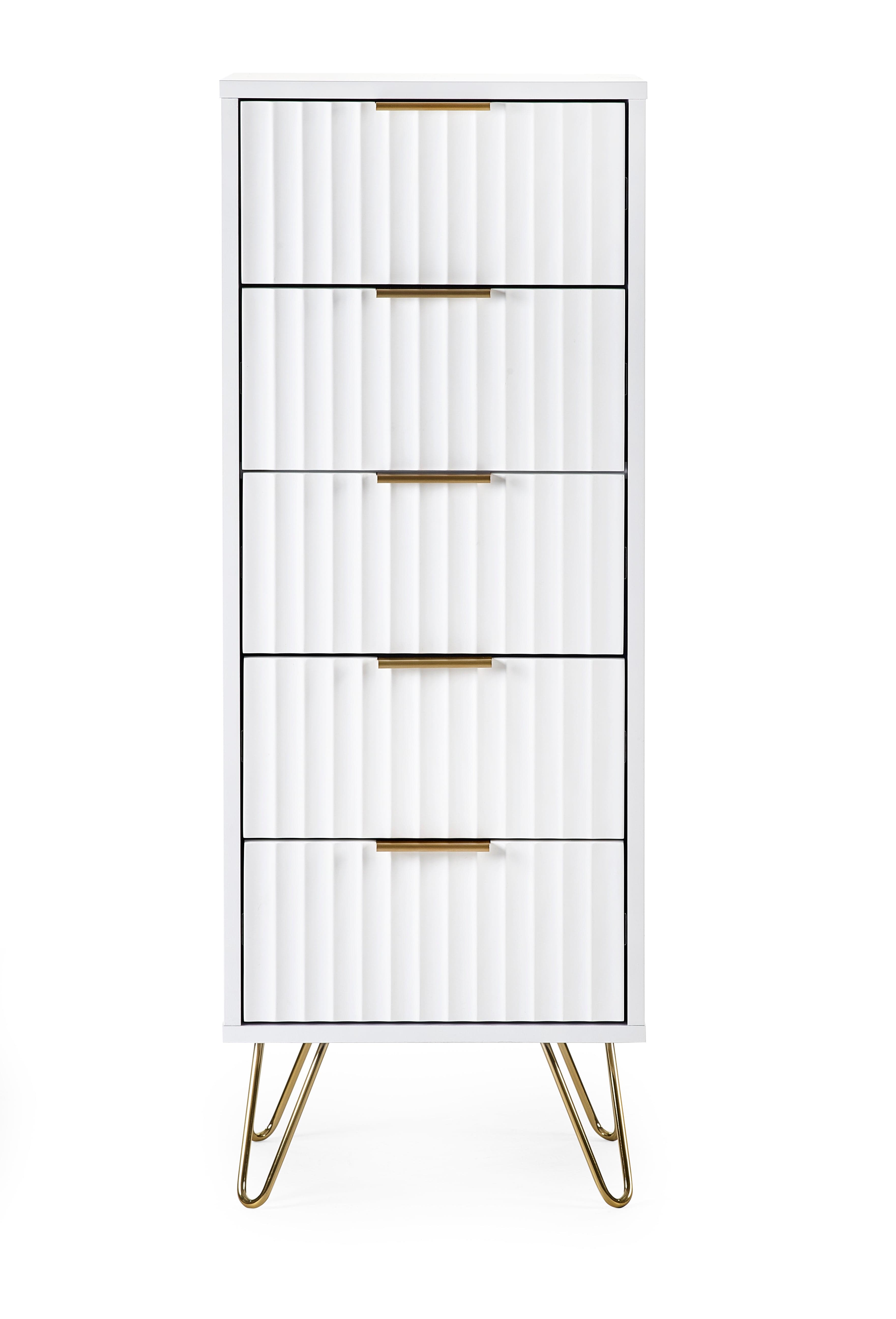 Julian Bowen Chest Of Drawers Murano 5 Drawer Tallboy - Matt White Bed Kings