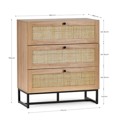 Julian Bowen Chest Of Drawers Padstow 3 Drawer Chest - Oak Bed Kings