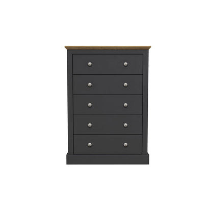 LPD Chest Of Drawers Devon 5 Drawer Chest Charcoal Bed Kings