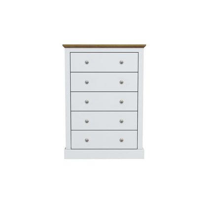 LPD Chest Of Drawers Devon 5 Drawer Chest White Bed Kings