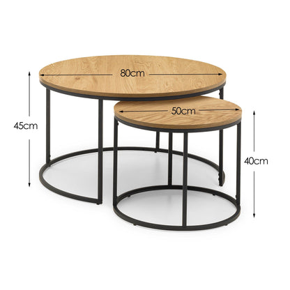 Julian Bowen Coffee Table Bellini Round Nesting Coffee Table - Oak Bed Kings