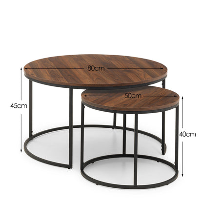 Julian Bowen Coffee Table Bellini Round Nesting Coffee Table - Walnut Bed Kings