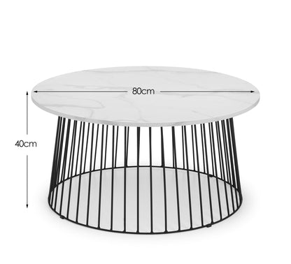 Julian Bowen Coffee Table Broadway Round Coffee Table - White Marble Bed Kings