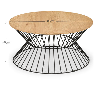 Julian Bowen Coffee Table Jersey Round Wire Coffee Table - Euro Oak Bed Kings