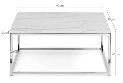 Julian Bowen Coffee Table Scala Marble Top Coffee Table - Chrome & White Marble Bed Kings