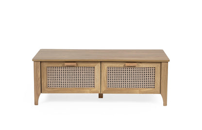 Julian Bowen Coffee Table Sydney 2 Drawer Coffee Table - Rattan Effect Bed Kings