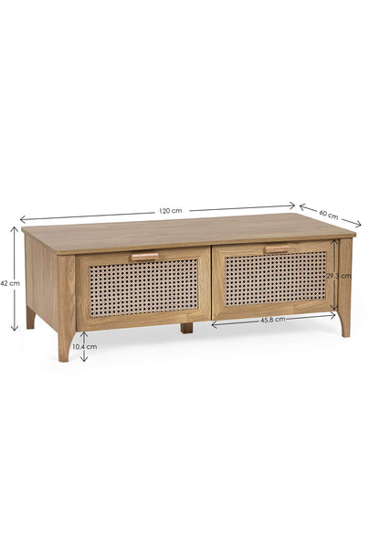 Julian Bowen Coffee Table Sydney 2 Drawer Coffee Table - Rattan Effect Bed Kings