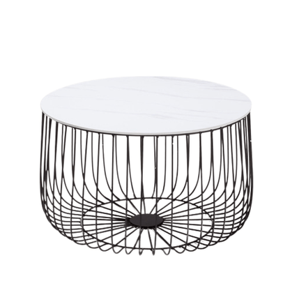 LPD Coffee Table Enzo Large Cage Table Marble Top Black Frame Bed Kings