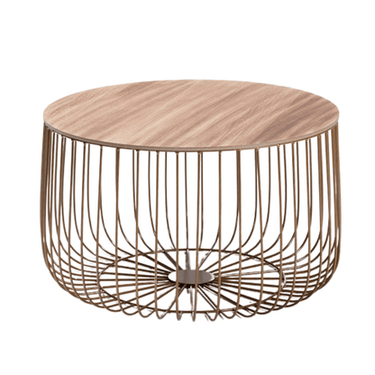 LPD Coffee Table Enzo Large Cage Table Oak Top Gold Frame Bed Kings