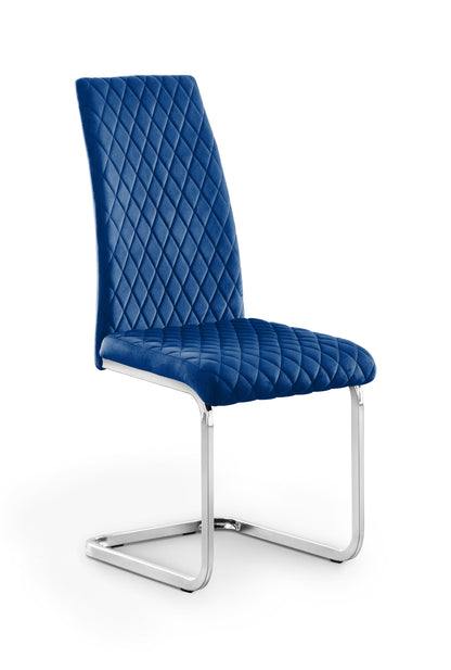 Calabria Velvet Cantilever Chairs - Blue (Set Of 4)
